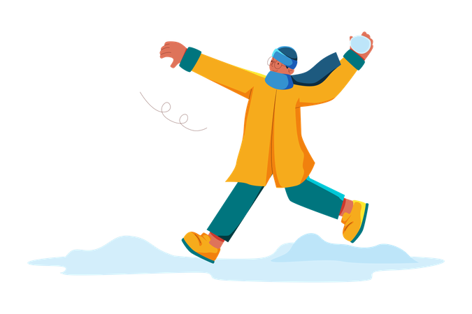 Jungen spielen Schneeballschlacht  Illustration