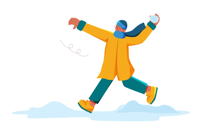 Jungen spielen Schneeballschlacht  Illustration