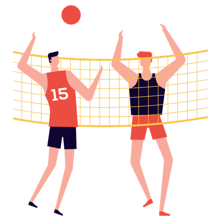 Junge spielt Volleyball  Illustration