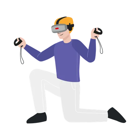 Junge spielt VR-Spiel  Illustration