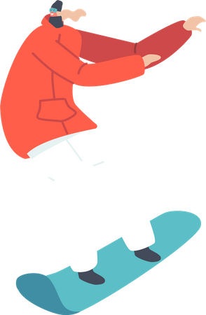 Junge Sportlerin Snowboarden  Illustration