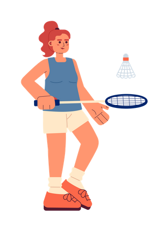Junge Sportlerin spielt Badminton  Illustration