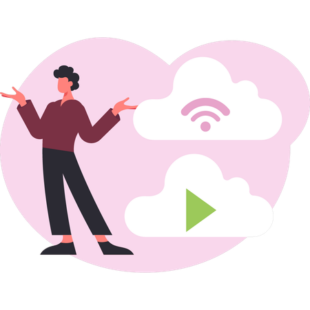 Junge spricht über Cloud-Video  Illustration