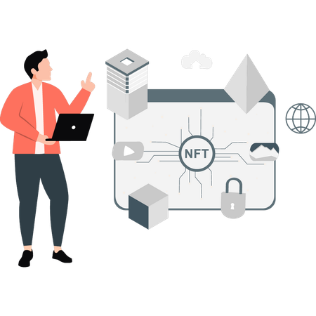 Junge spricht über Münznetzwerke  Illustration