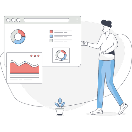 Junge spricht über Diagrammbericht  Illustration