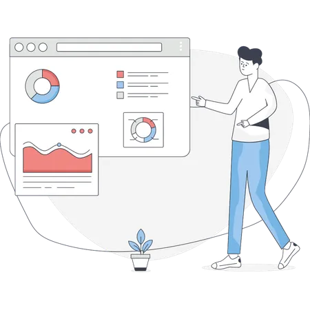 Junge spricht über Diagrammbericht  Illustration