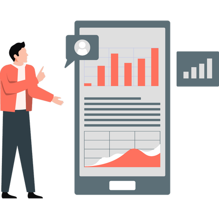 Junge spricht über Diagramm  Illustration