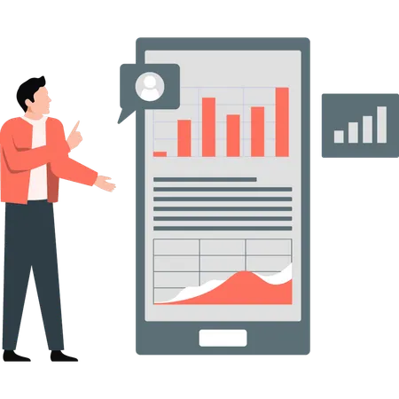 Junge spricht über Diagramm  Illustration