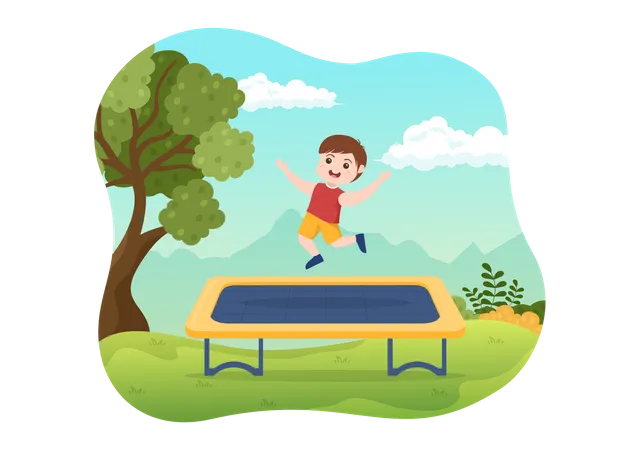 Junge springt auf Trampolin  Illustration