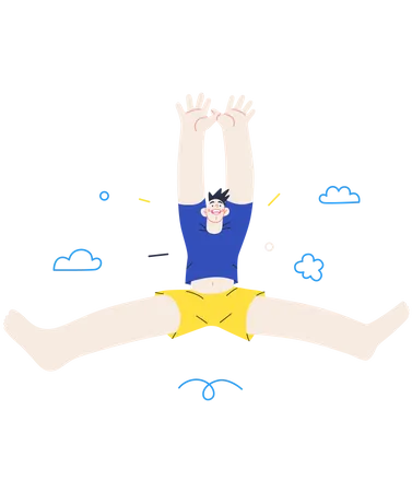 Junge springt in die Luft  Illustration