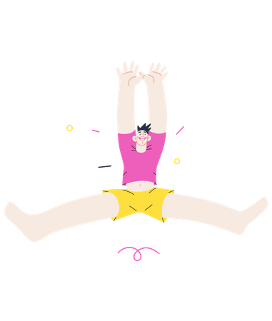 Junge springt in die Luft  Illustration