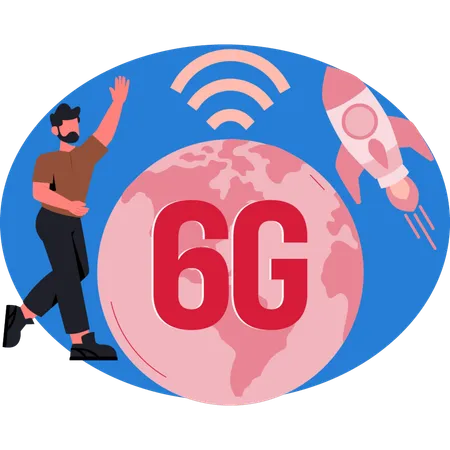 Junge startet 6G-Netzwerk  Illustration