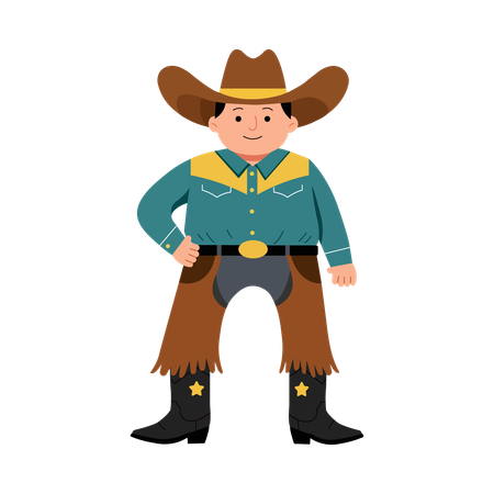 Junge steht in Cowboy-Festival-Kleidung  Illustration