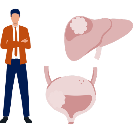 Junge steht neben menschlichem Balder  Illustration