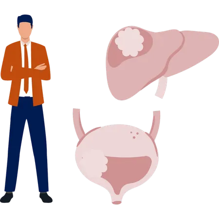 Junge steht neben menschlichem Balder  Illustration