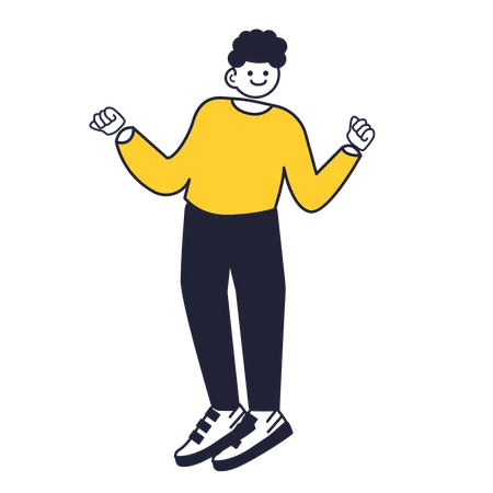Junge steht in Tanzpose  Illustration