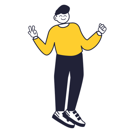 Junge steht in Tanzpose  Illustration