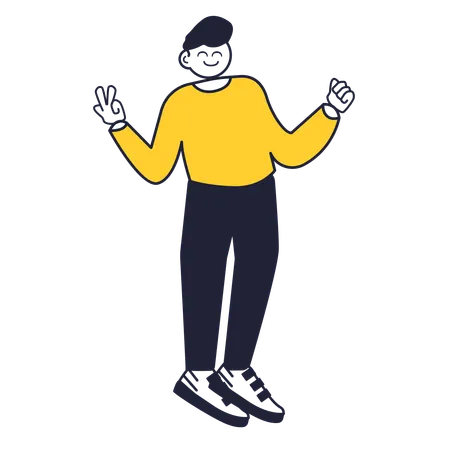 Junge steht in Tanzpose  Illustration