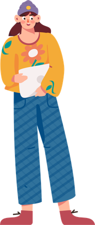 Junge steht mit Laptop  Illustration