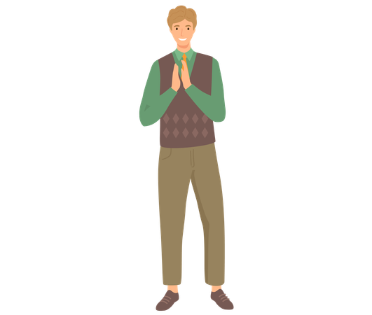 Junge steht und drückt Gefühle der Überraschung aus  Illustration