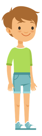 Junge steht und trägt T-Shirt und Shorts  Illustration