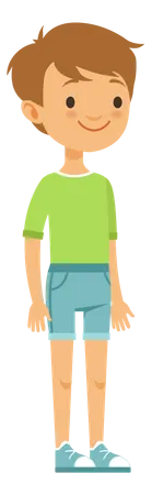 Junge steht und trägt T-Shirt und Shorts  Illustration