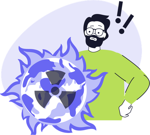 Junge im Angesicht des Klimawandels  Illustration