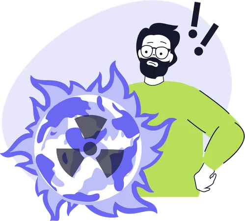 Junge im Angesicht des Klimawandels  Illustration