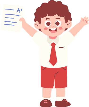 Junge Studentin hält Prüfungsergebnis  Illustration
