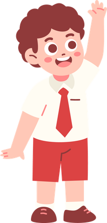 Junge Studentin hebt die Hand  Illustration