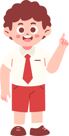 Junge Student zeigt auf etwas  Illustration