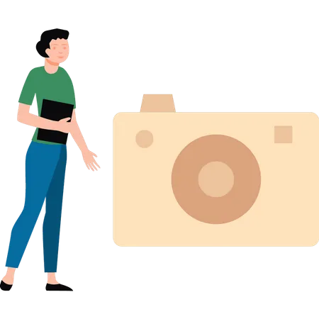 Junge studiert Fotografie  Illustration