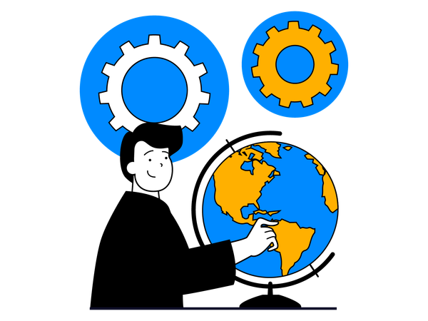 Junge studiert Geographie  Illustration