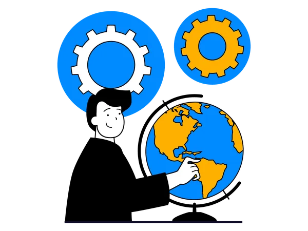 Junge studiert Geographie  Illustration