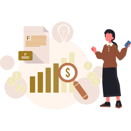 Junge sucht Finanzdiagramm  Illustration