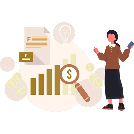 Junge sucht Finanzdiagramm  Illustration