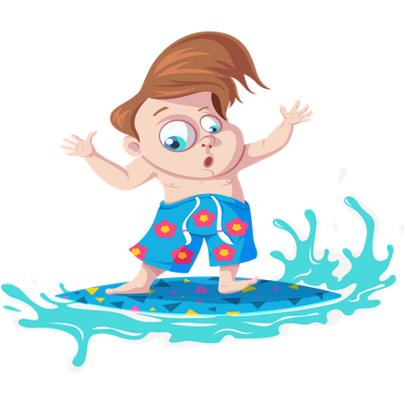 Junge im Meer surfen  Illustration