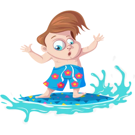 Junge im Meer surfen  Illustration