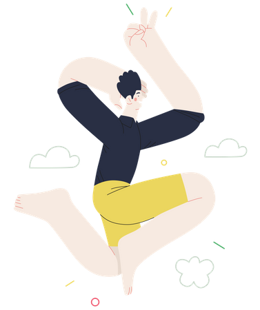 Junge tanzt und springt  Illustration