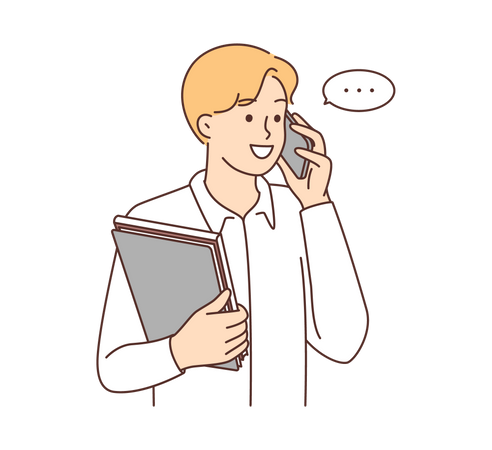 Junge spricht am Telefon  Illustration