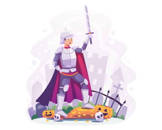 Junge trägt Sorgenkind-Kostüm zu Halloween  Illustration