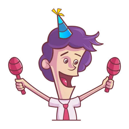 Junge trägt Geburtstagsmütze  Illustration
