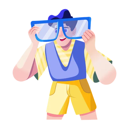 Junge mit großer Brille  Illustration