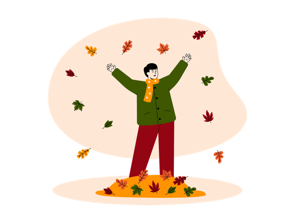 Junge trägt Herbstkleidung  Illustration