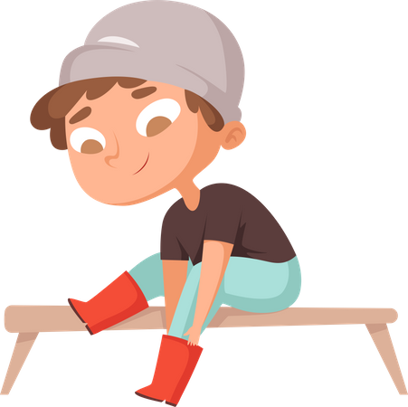 Junge trägt Stiefel  Illustration