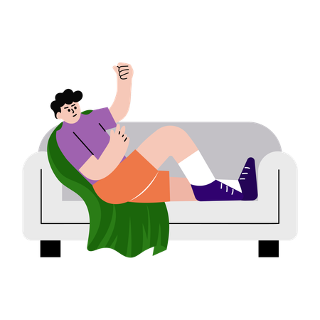 Junge trägt Superheldenumhang  Illustration