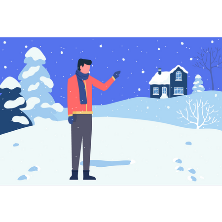 Junge trägt warme Kleidung im Winter  Illustration