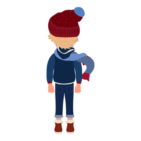 Junge trägt Winterkleidung  Illustration