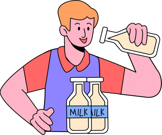 Junge trinkt Milch  Illustration