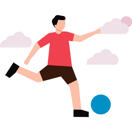 Junge tritt den Ball  Illustration